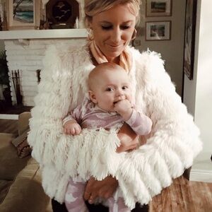 Greylin Natalie Faux Fur Shag Cream Short Coat